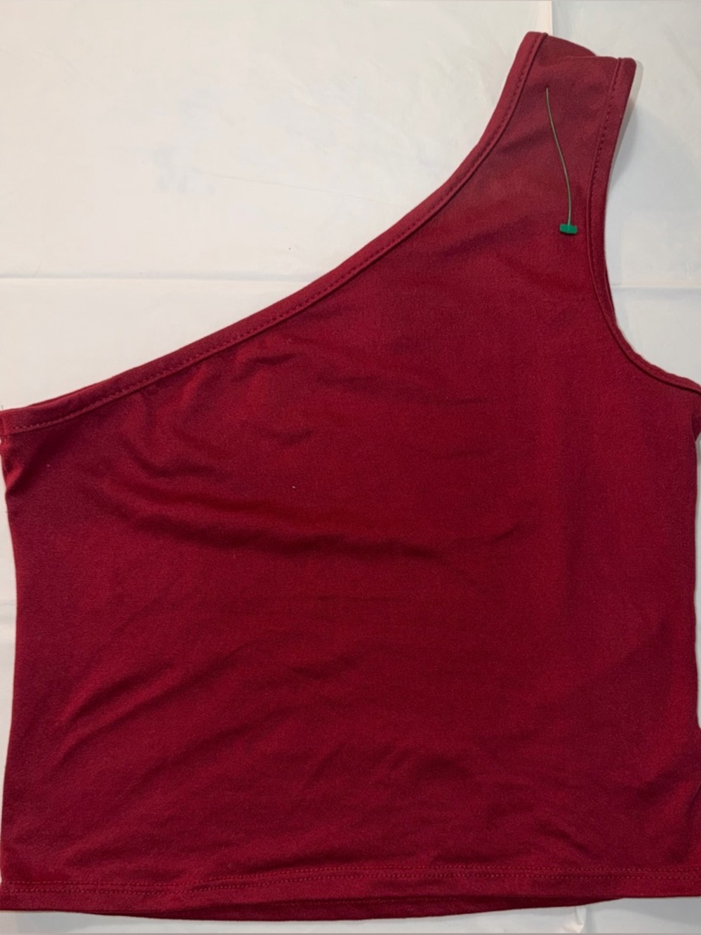 Olivia Ray, sm, One-Shoulder Burgundy Crop Tank